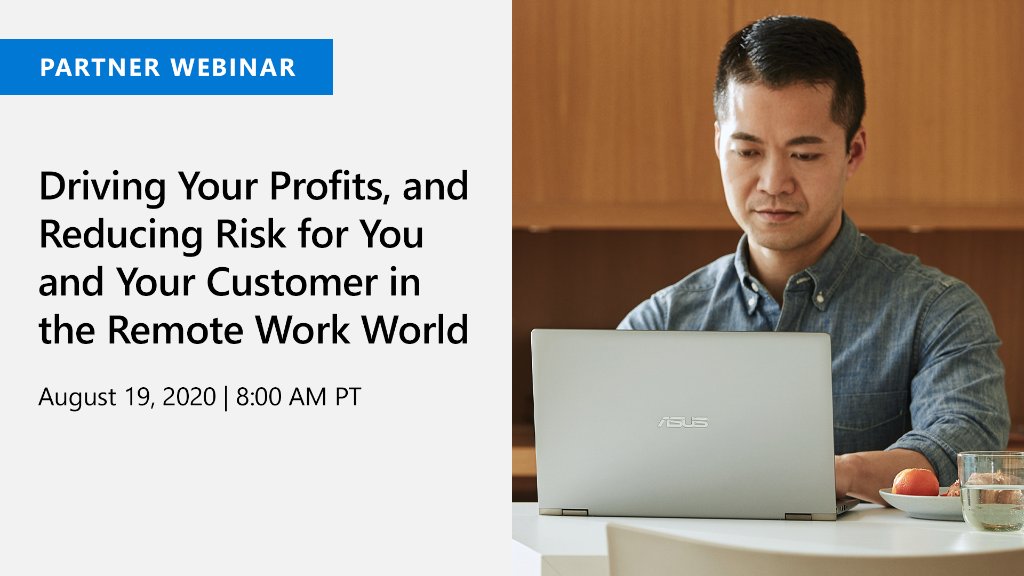 Join Service Leadership Inc. CEO Paul Dippell <a href="/pdippell/">Paul Dippell</a>, <a href="/S_LIndex/">Service Leadership Inc., a ConnectWise company</a> and Microsoft on August 19 as they take a practical look at how partners can drive profitability and reduce risk in a remote work world. Register now: msft.it/6019TU8a1 #remotework