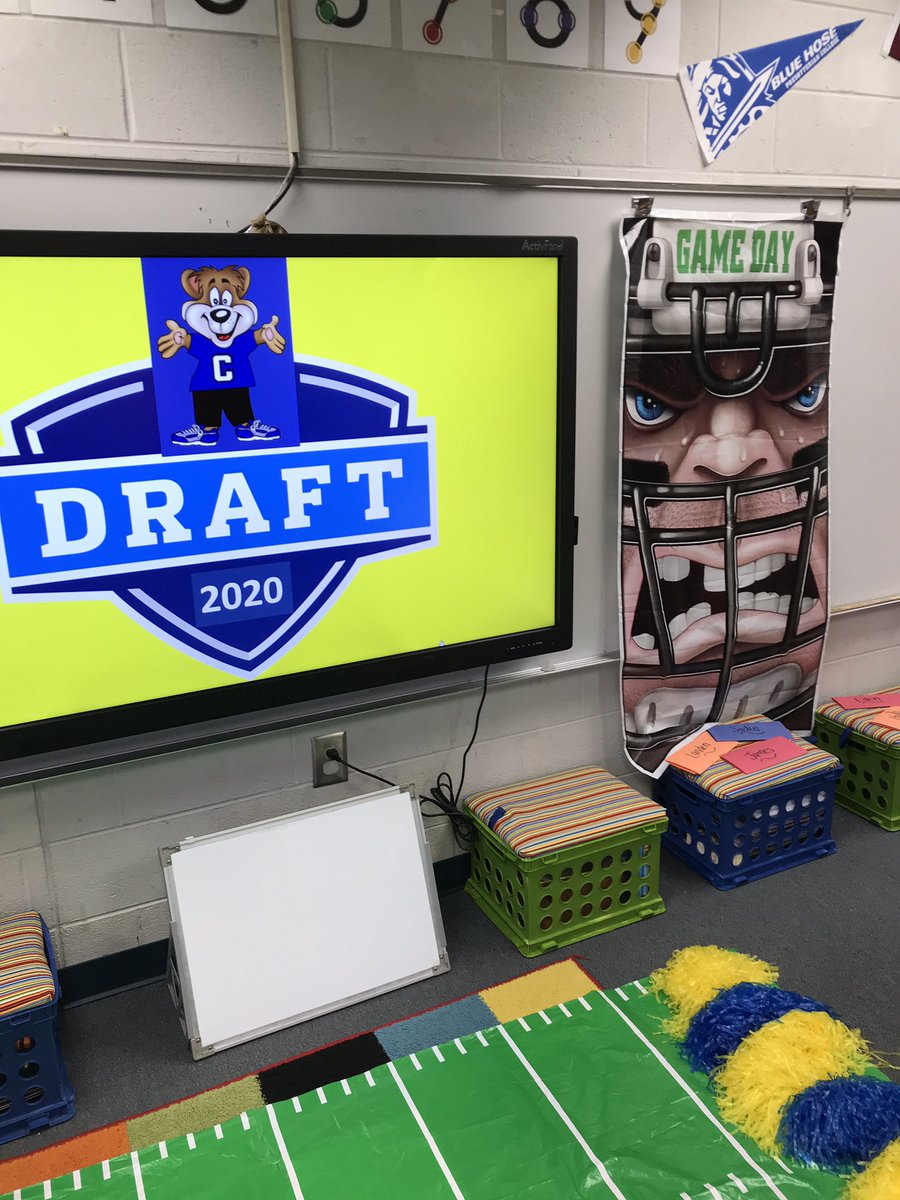 Ccsmith623's tweet photo. First Day looked a little different this year but we still had a blast getting drafted into our classroom teams @cannons_elem @SpartanburgD3 https://t.co/Kyh1O5E02c
