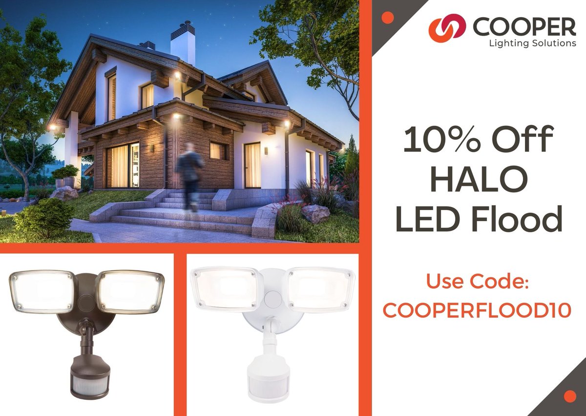 We're giving you 10% off Cooper's HALO LED Flood Lights!

The HALO Home smart LED motion sensor flood incorporates Bluetooth® Mesh technology into a durable, twin head design for an advanced outdoor lighting solution built for high performance. 

Use Code: COOPERFLOOD10