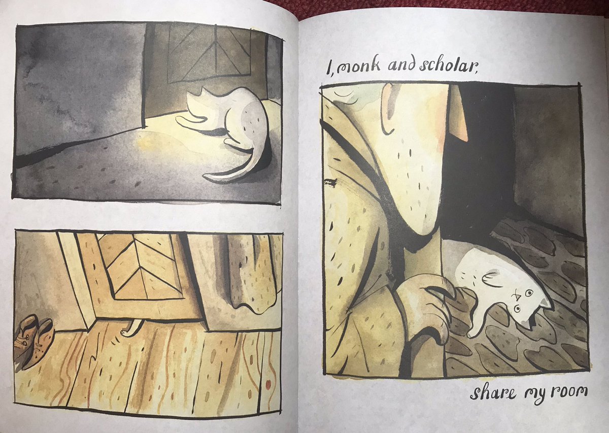 I've long since promised myself that if I ever get to live with a white cat, I'd name them Pangur Bán. Such a gorgeously and deeply human poem. (AND: beautiful picture book ) https://twitter.com/aethelflaed/status/1293637154975952897?s=20