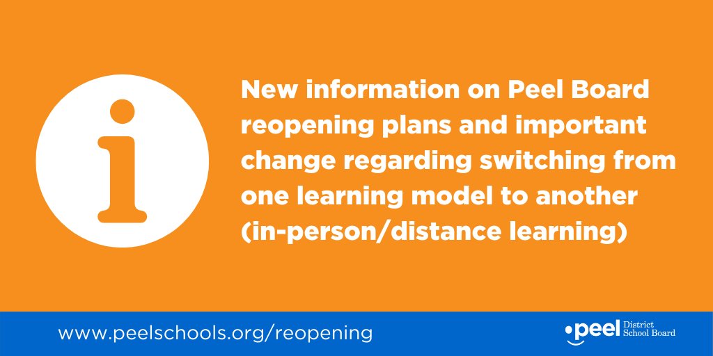 New information on Peel board reopening plans and change regarding switching learning models.

🔗peelschools.org/media/newsrele…