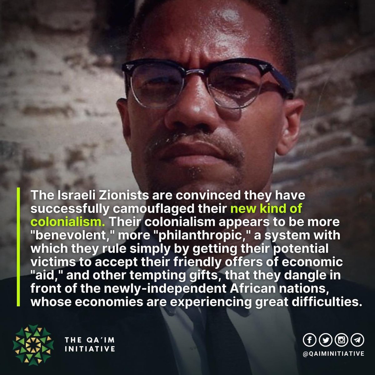 QaimInitiative's tweet image. Malcolm X on Zionism | Statement made in 1964