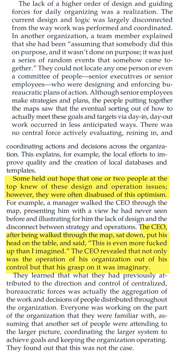 What causes people to make a sanity check is when they learn that the features of their organization are not, in fact, part of a Grand Plan, but rather socially constructed, random, & in flux. The highlighted quote says it all.Official link (paywalled):  https://pubsonline.informs.org/doi/abs/10.1287/orsc.2018.1277?journalCode=orsc