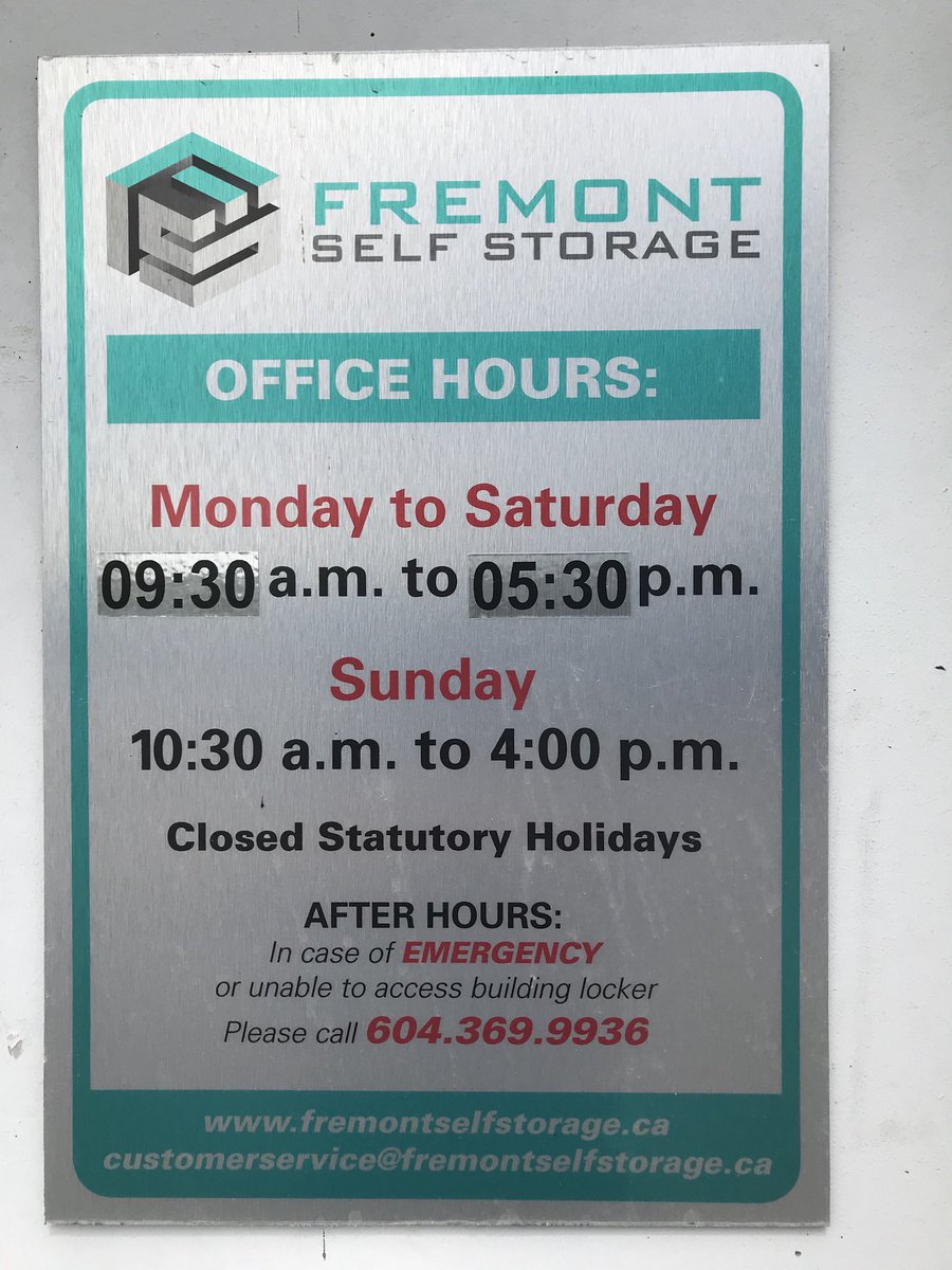 msstorage_'s tweet photo. Fremont Self Storage have changed their office hours. https://t.co/LDlFY8smQA