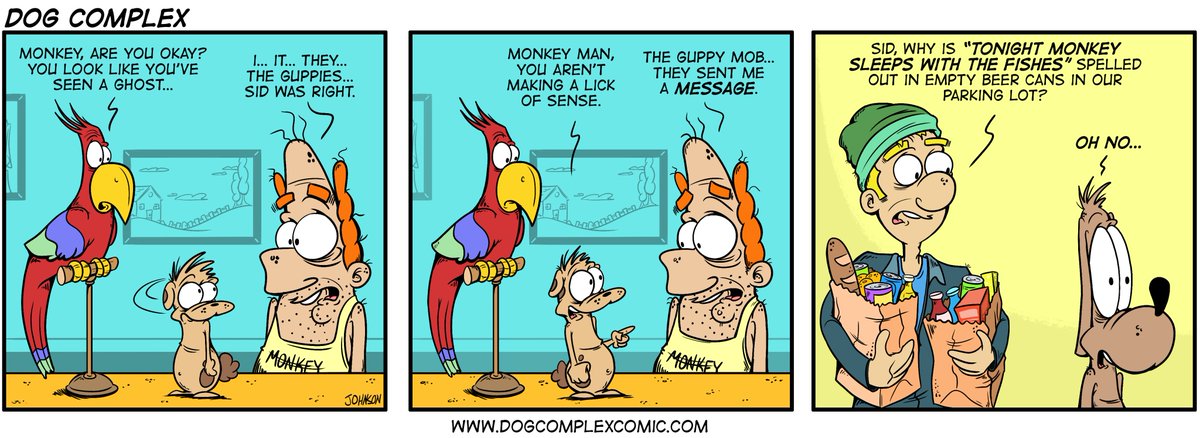 dogcomplexcomic's tweet image. I think Monkey finally got the message...

#webcomics #comicstrips #humor #drawing #art #mafia