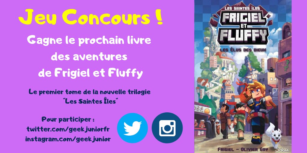 Fais tourner ! 🔄 #Concours 🔥 pour gagner un exemplaire du nouveau roman d'aventure de Frigiel et Fluffy ! 

1 >#Follow : <a href="/geekjuniorfr/">Geek Junior 🚀</a>
2 > #RT et #like ce post ! 

🎁 TAS le 18/08/2020 à 12h 

En savoir + sur le livre : geekjunior.fr/jeu-concours-g… <a href="/Frigiel/">Alexandre</a> #Minecraft