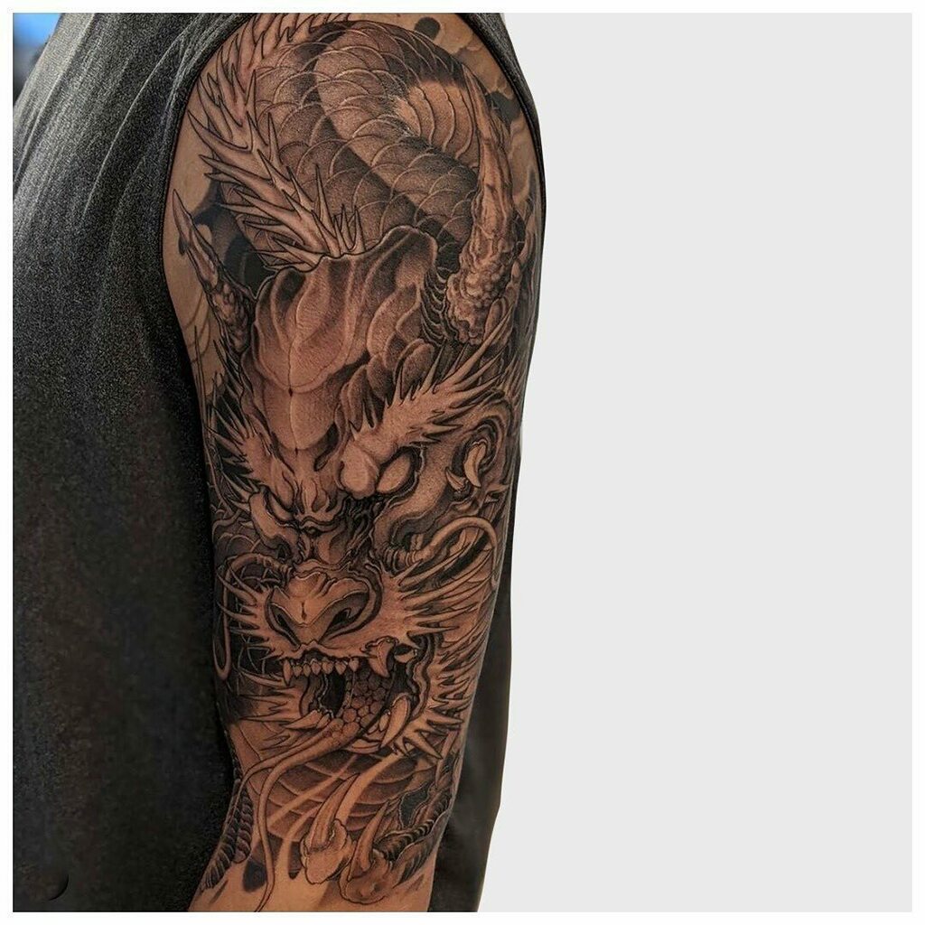 Vector illustration of dragon tattoo design Stock Vector Image \u0026 Art - Alamy, image size:1024x1024