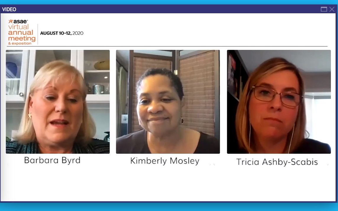 ChatterBachs's tweet photo. So enjoyed the Creating Partnerships for Broader Action session (& the chat) with @BBKeenan_CEO @kmosley0701 & @TriciaScabis. What's preventing you from being bold? Very thought-provoking. #asae20 #asae100 https://t.co/qiweF4vCqp