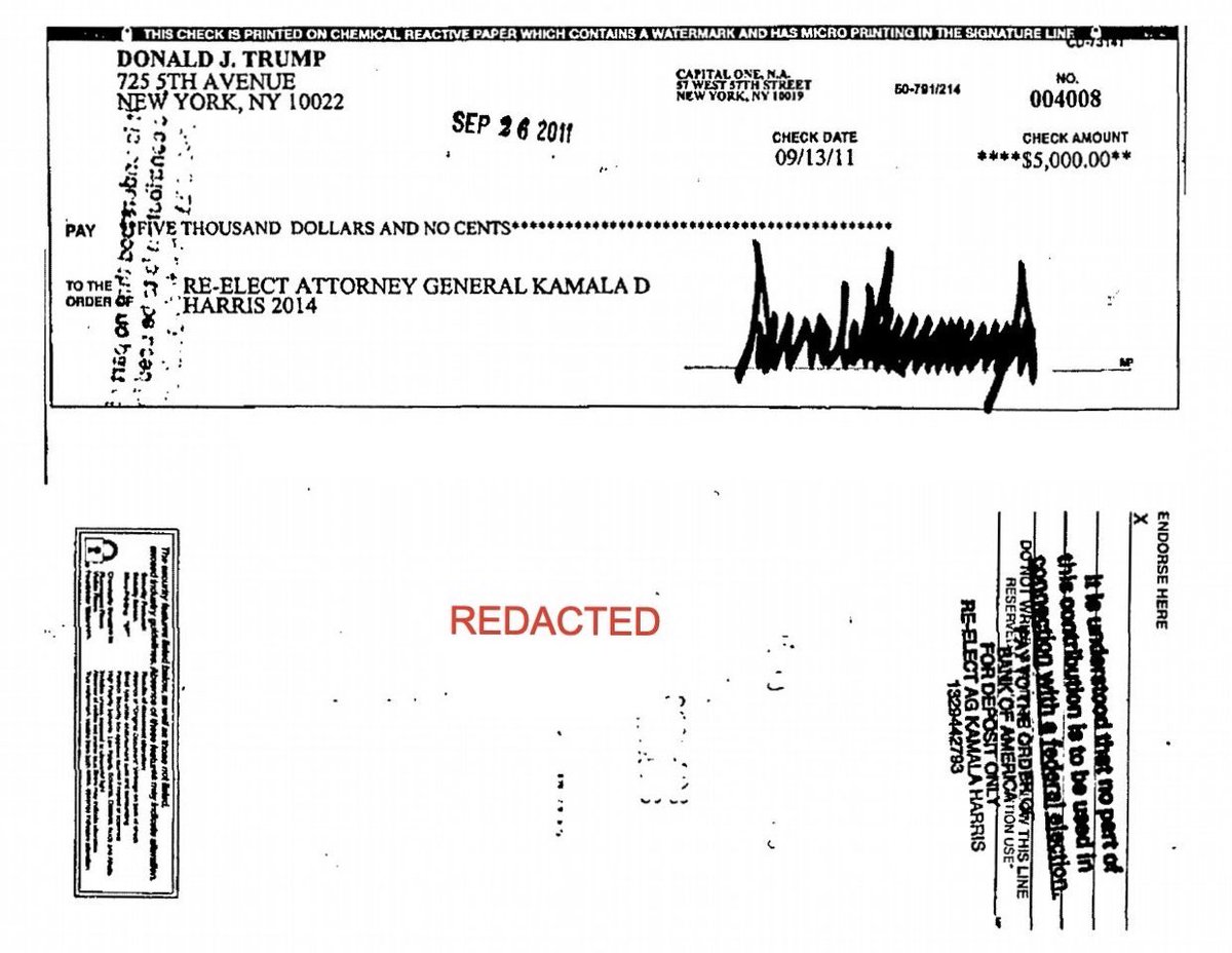 TrumpVacuum's tweet photo. @dbetzel @CarlyFiorina @KamalaHarris She was sufficiently worthy for #IdiotInChief @realDonaldTrump to contribute $5k to her campaign for CA AG. That much money must have depleted at least 10% of his personal wealth! 🤣

#TaxReturnsPlease #TrumpIsNotRich #TrumpLiesEverytimeHeSpeaks https://t.co/RYVwTKc90z
