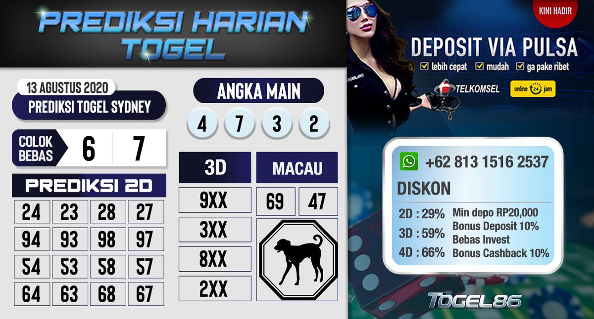 togel861's tweet photo. Prediksi Togel Sydney Hari Ini 13 Agustus 2020

Salam Jackpot boss!!

Utamakan Prediksi Sendiri

#togel #togelonlineterpercaya #togeljitu  #togelsydney #bandartogel #juditogel #togelonline #agentogel #agentogelonlineterpercaya #togel86 #prediksisydney #bocorantogel #angkajitu https://t.co/DSQIlIQxav