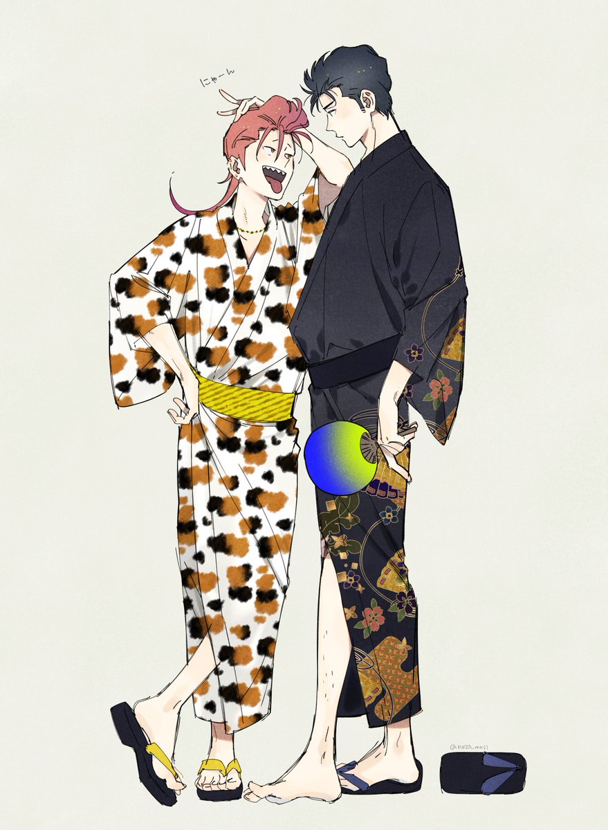 花京院典明 ,空条承太郎 「可愛い三毛猫柄DLしたのでRKGK 」|柊のぞむ🐺のイラスト