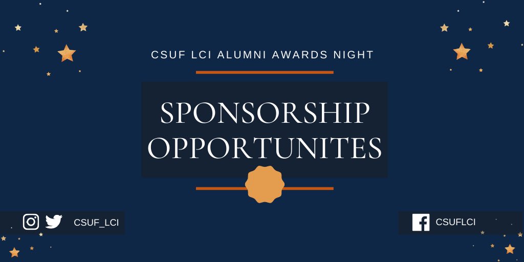 CSUF_LCI's tweet photo. Thinking about sponsoring this year's CSUF LCI Alumni Awards Night?
Invest in an institution that uplifts, empowers and provides amazing opportunities to Latinx students.
If you're thinking about it, check out our sponsorship deck. Link in bio!
#LCIAWARDS #CSUFALUMNI https://t.co/IoahEooX0H