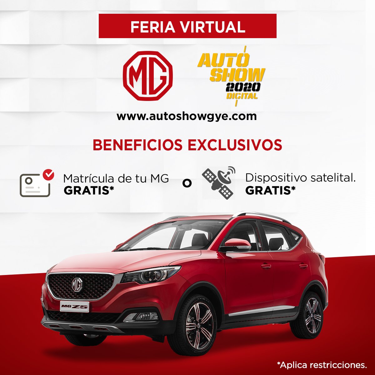 mgmotorec's tweet photo. ¡Estaremos presentes en la feria #AUTOSHOWGYE del 13 al 16 de agosto de 09h00 a 21h00!🚗
Regístrate en el siguiente link https://t.co/fhCKFI47fV
Si visitas nuestros concesionarios en los días del AUTOSHOW recibe GRATIS MATRÍCULA O DISPOSITIVO SATELITAL.
¡Te esperamos! https://t.co/pGtTRBCjFO