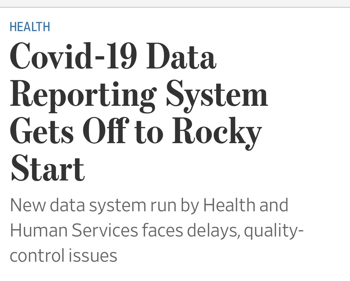 Next example is under the cover of darkness, HHS cut off CDC from releasing hospital data. People were suspicious but they made clear they had a better system. That system is a week behind and can’t get it right. At least we’re paying a hand picked vendor! 7/