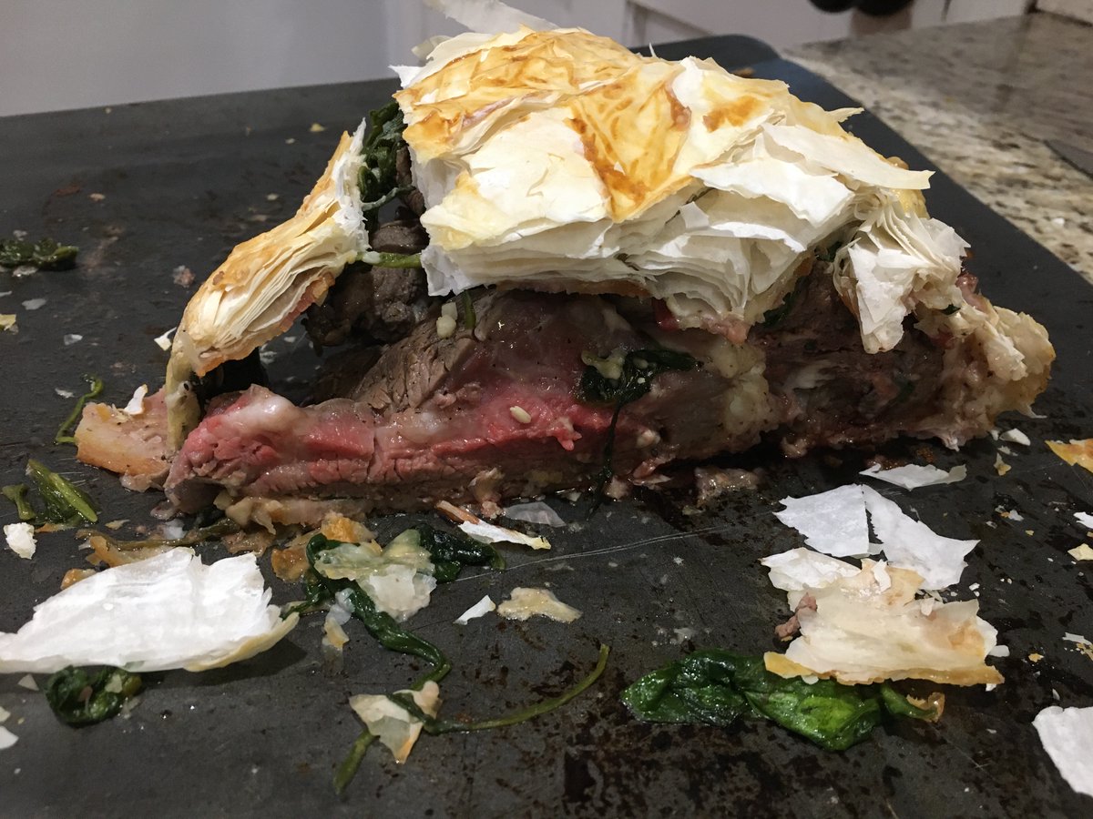 Scar_Belly's tweet photo. @GordonRamsay After not seeing my mom for 5 months, she visited us today and decided to try her hand at a Beef Wellington to celebrate being reunited. What do you think? #beefWELPington @dmsimpkins https://t.co/JRrayHKYMh
