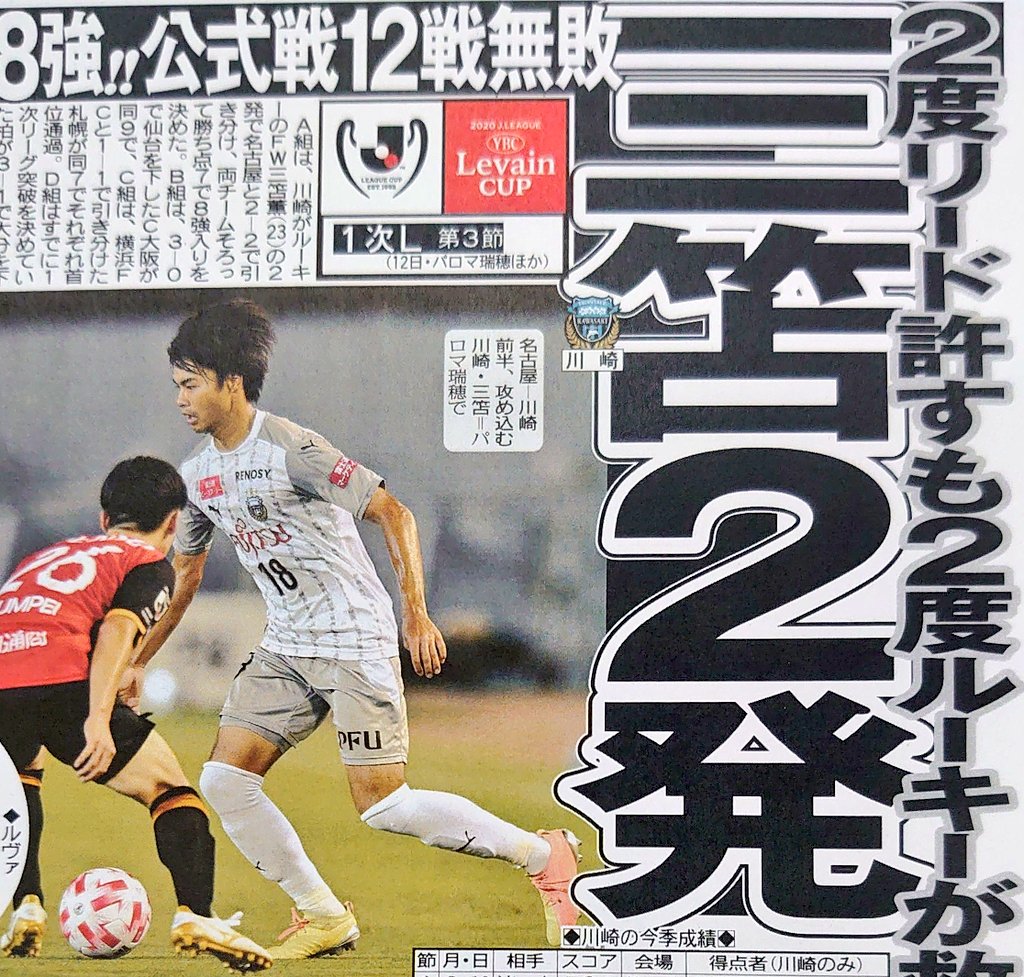 東京中日スポーツ Ar Twitter ちょい見せトーチュウ 8 13 7面 三笘2発 2度リード許すも2度ルーキーが救った 川崎8強 公式戦12戦無敗 ルヴァンカップ 川崎フロンターレ 三笘薫
