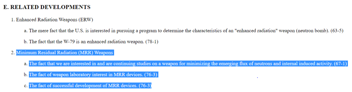 After 1985, any mention of RRR disappears but curiously in Jan 2001 US DOE, using a brand new term "Minimum Residual Radiation (MRR) Weapons", acknowledged "The fact of successful development of MRR devices" & continuing weapon lab interest in MRR30/ https://fas.org/sgp/othergov/doe/rdd-7.html