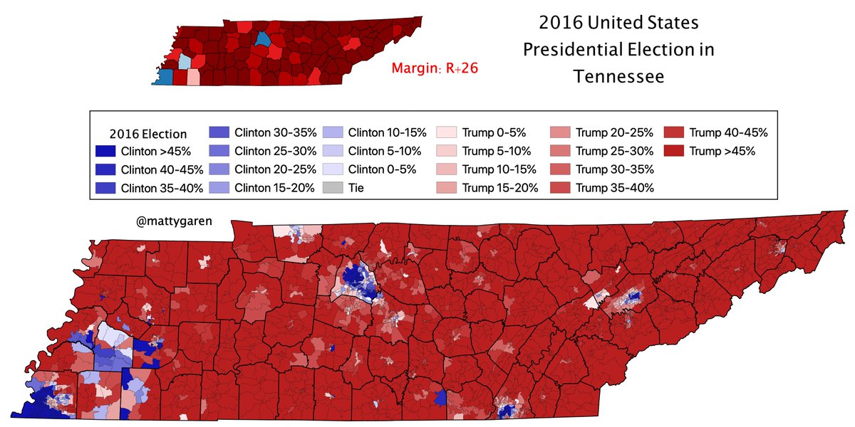 Tennessee as a whole shifted 22 points towards Republicans in 16 years. Granted, Gore was the Presidential nominee in 2000, but it is still a very significant shift. (2/9)