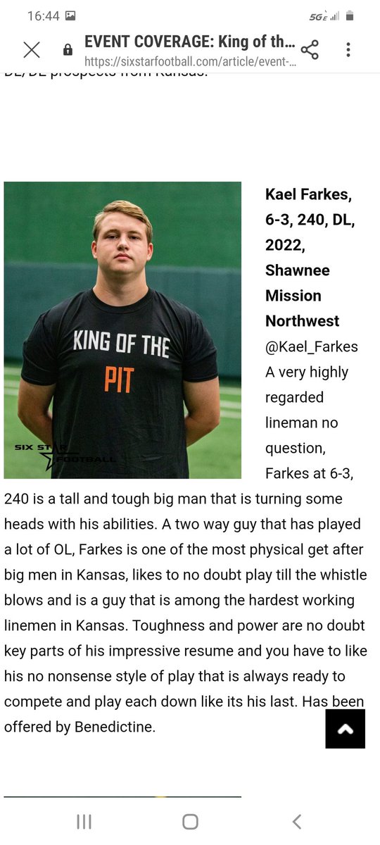 Kael_Farkes's tweet photo. Thank you @6starfootballKS for the great write up. Loved the competition at the King of the Pit, thank you @ChrisGomez54 @CoachMRI @ws68fast https://t.co/yviZCyiNbH