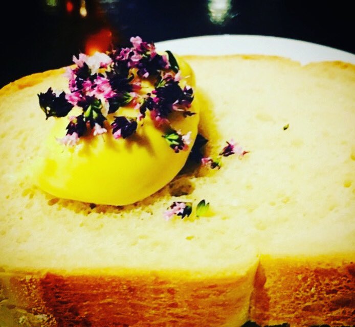 Bone Marrow Butter with Our House Bread and Oregano & Thyme Flowers from The Roxburgh Garden 
#justataster #whitleybay #food #northeastcoast #bonemarrow #thebellyrulesthemind