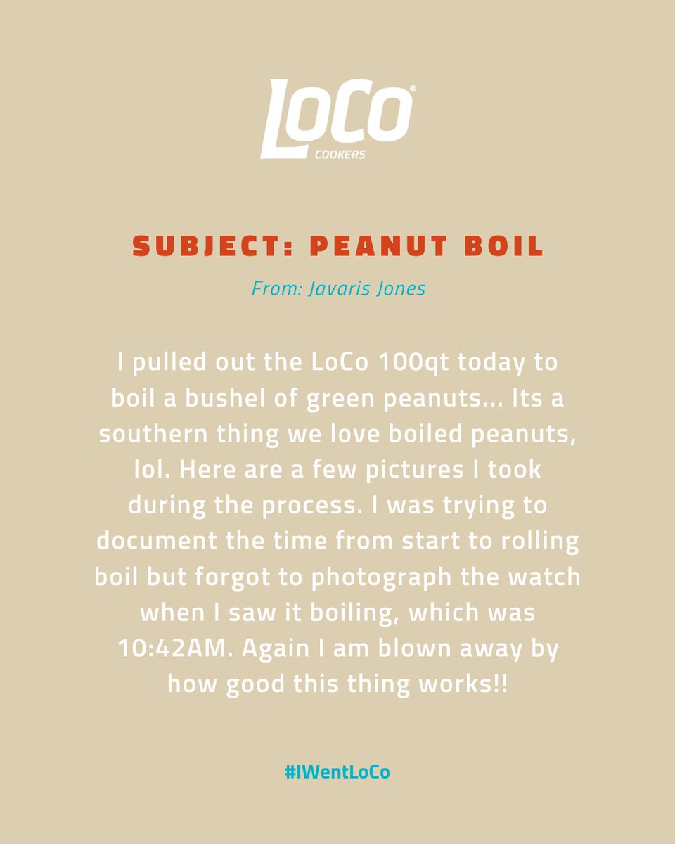 #IWentLoCo | We got a RAVING review on our 100 QT Boiling Kit that cooked all these boiled peanuts… check it out! #Cook #Foodie #Peanuts