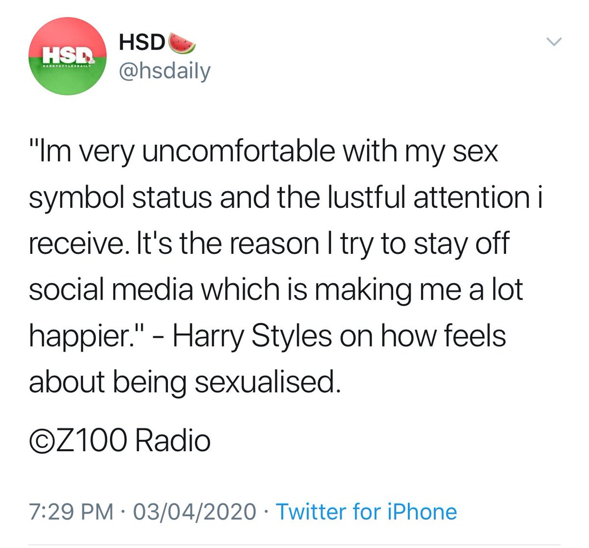 First let’s dissect the #1 thing that ot5/larries love to bring up when discussing us “sexualising”. This quote from hsd (attached). Listen closely when I say this: THIS QUOTE IS FAKE. THE ACCOUNT IS FAKE ITS NOT THE REAL HSD. THESE WORDS NEVER LEFT HARRYS MOUTH.