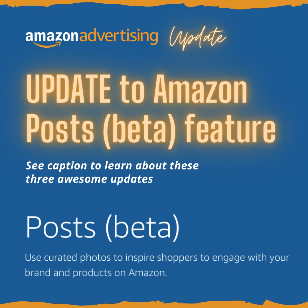 PPCEntourage's tweet photo. 🆕 If you're using the Amazon Advertising "Posts" (beta) feature, there have been some updates! 👇
1️⃣. Multi-ASIN Posts 🔥
2️⃣. Schedule Posts 
3️⃣. Reporting Update 💾📊

#AmazonAdvertising #AmazonSellers #AmazonPosts https://t.co/6N3FKfdG3f