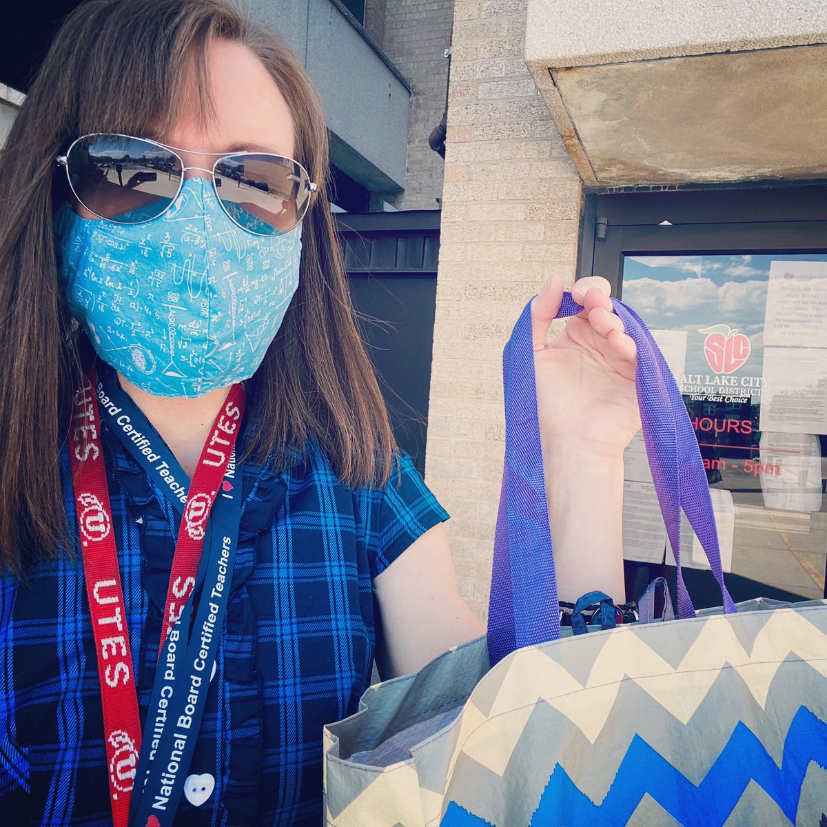 Got my bag of PPE from the math department. Thank you #slcsd for keeping us safe! Also, I will be rocking a lot of #math masks this year! #nbctstrong #uted