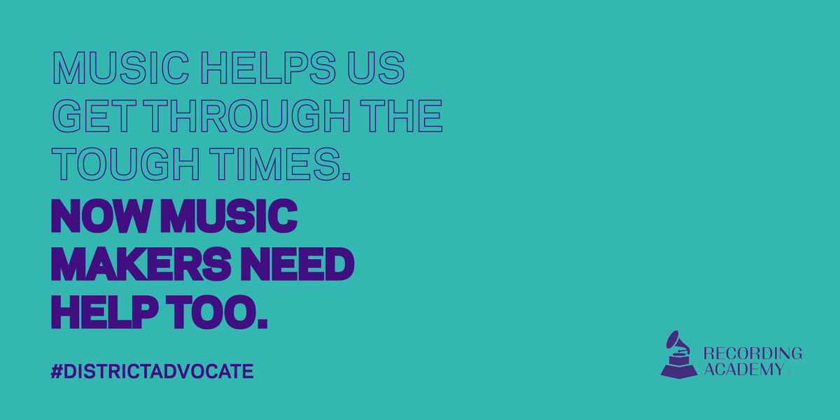 Today we join @RecordingAcad and @GRAMMYAdvocacy to urge Members of Congress to take action on key #COVID19 priorities for our music community––access to small biz loans and unemployment benefits for the music community and underserved communities. #DistrictAdvocate