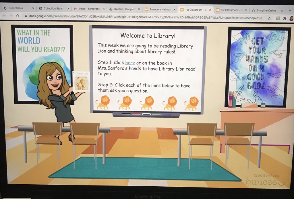 Bitmoji classrooms are so cute and add a little pop of fun to virtual learning! I’ve loved working on mine and hope students love seeing them! #LibraryWaves #ACESSurfsUp #DigitalLearning #VirtualClassroom #BitmojiClassroom