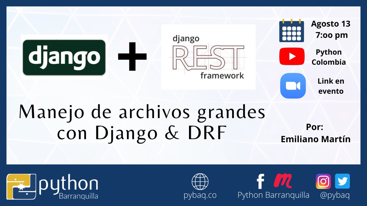 pybaq's tweet image. Te invitamos mañana a nuestra charla sobre manejo de grandes archivos con Emiliano Martin de MercadoLibre Argentina.
Registro----> meetup.com/pythonbaq/even…
@ColombiaPython @DjangoGirlsCo