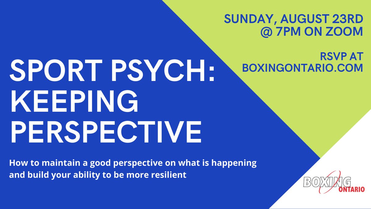 BoxingOntario's tweet photo. Join Dr. Judy Goss for a webinar on how to maintain perspective during these challenging times and keep moving forward; which is essential for mental health and preparations to get back to training. RSVP at https://t.co/37lt6D8Oue https://t.co/pJvtZEeQs7