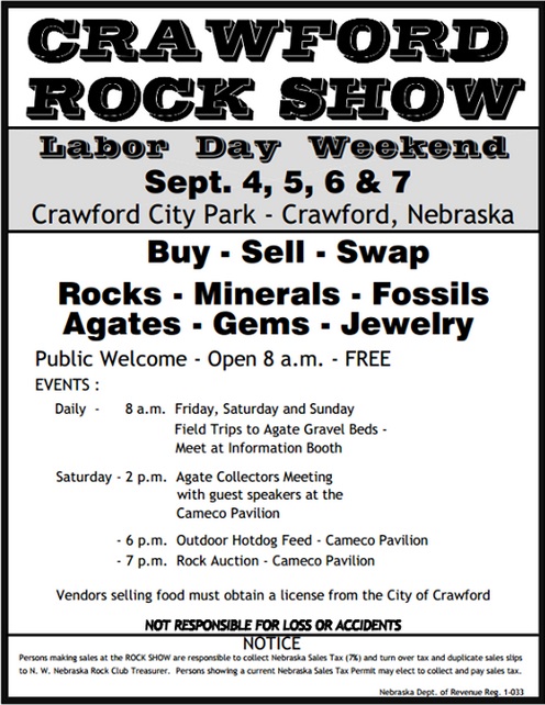 Labor Day weekend #rock #show in Crawford Nebraska.  On-site camping, field trips, cookout, lots and lots of great vendors.