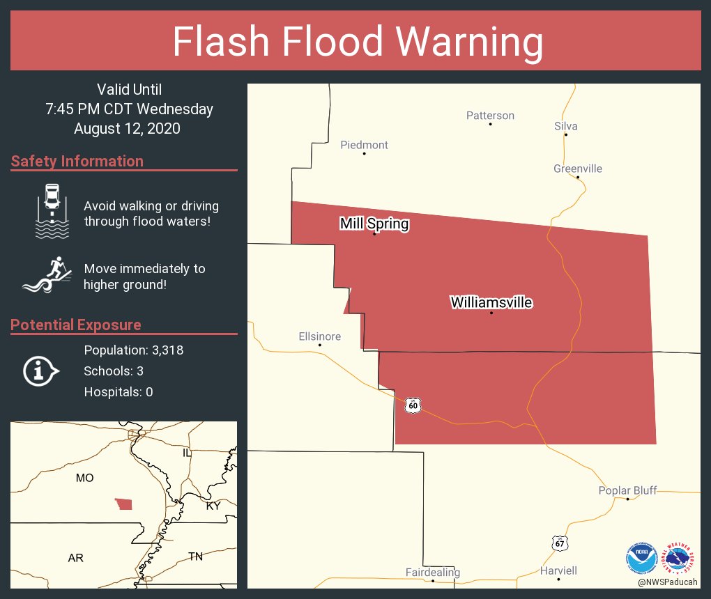 Flash Flood Warning continues for Williamsville MO, Mill Spring MO