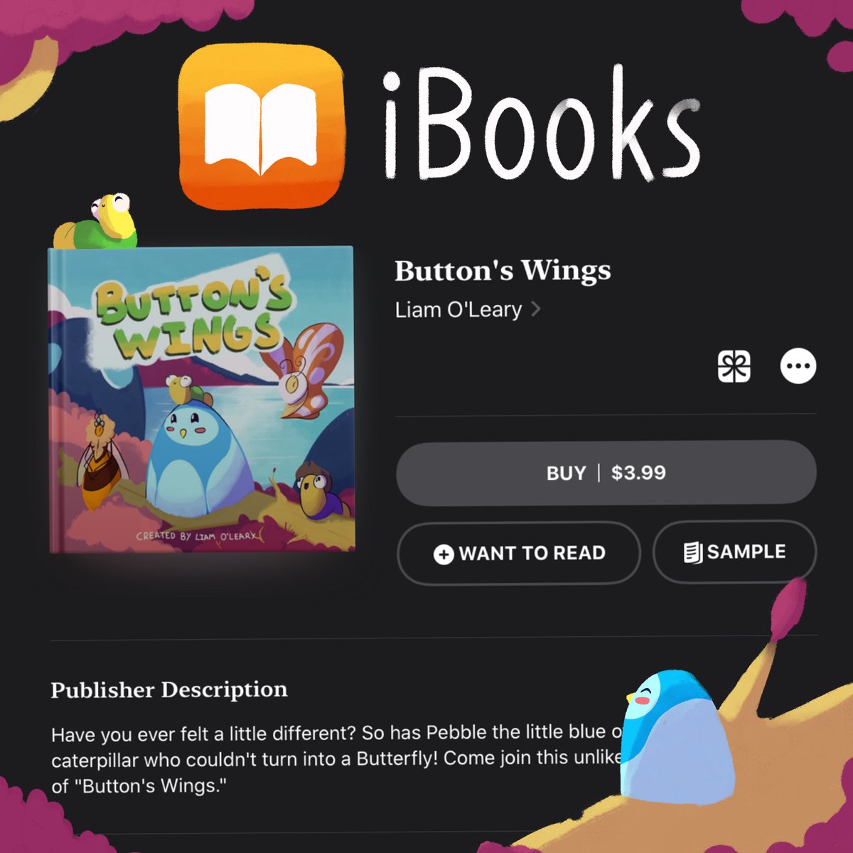 pebble_books's tweet photo. ”Button’s Wings” is now out on Apple books!

https://t.co/JZnhHqeUWo 🐦 https://t.co/0Hp0cgyxHF