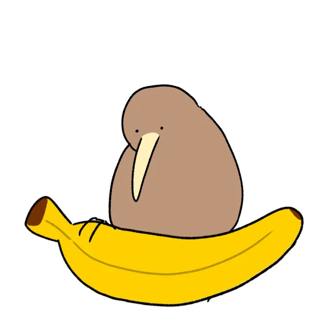 初めてバナナを食べるキーウィ 