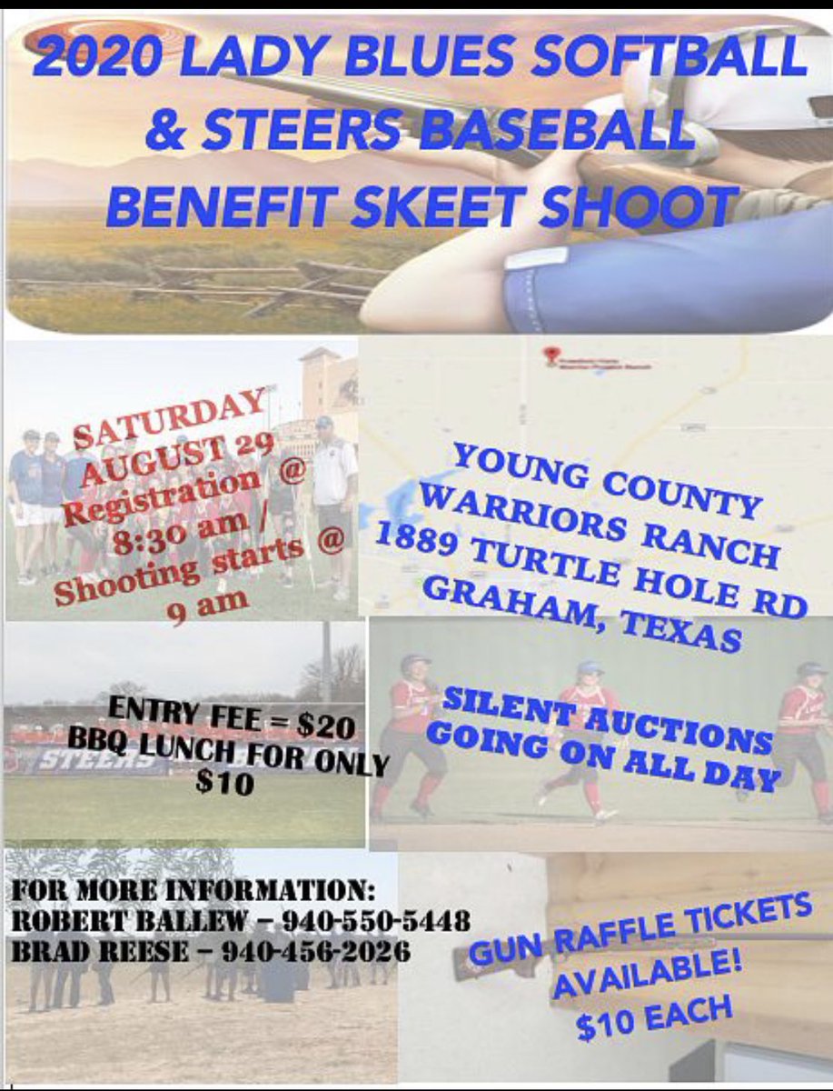 Need to get ready for dove season? Come join us at our annual skeet shoot on Saturday August 29th. $10 lunch, silent auction items available all day, and continuous shooting games all day.