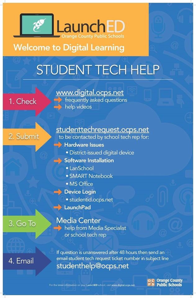 Ocpsnews We Shared These Parent Tech Request Posters Earlier Today But Wanted To Repeat Them Please Include The Following Important Information In All Communication About Technology Problems So That Our