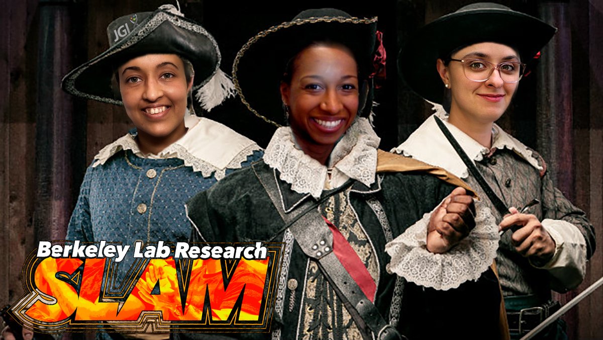 Three fearless musketeers will represent <a href="/JGI/">Joint Genome Institute</a> in the epic 2020 finale of <a href="/BerkeleyLab/">Berkeley Lab</a>'s Research SLAM: <a href="/simply_acharya/">Shwetha Acharya</a>, <a href="/BassoJonelle/">Dr. Jonelle T Basso 🇹🇹</a> &amp; Dariia Vyshenska.

All for one, one for all, and all for <a href="/LBNLBioSci/">LBNL BioSci</a> !

slam.lbl.gov
