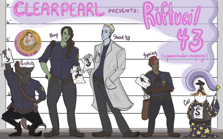 ClearPearlProd's tweet photo. ClearPearl Productions proudly presents our very first #Pathfinder #ttrpg campaign: #Riftveil43, a modern day fantasy campaign featuring Squad C of the 43rd police precinct in Riftveil City! This special stream will be hosted on our #twitch channel from 8-11 PM EST this Friday. https://t.co/g0Fh771tiK