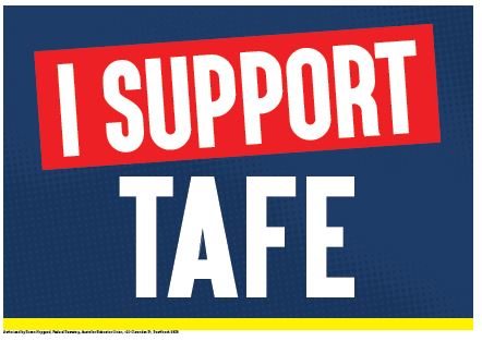 Happy #NationalTAFEDay! Check out our “I support TAFE” poster. Print it, take a selfie and post to your social media to show your support for TAFE today. Don’t have a printer? Retweet instead with a comment about why you support TAFE. stoptafecuts.com/application/fi…