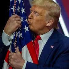 And let's take a minute to talk about our big beautiful American flags. Trump hugs and kisses them, sure, but he refrains from full intercourse.I couldn't find a SINGLE photo of Harris so much as flicking a flag's tassel for a little tease