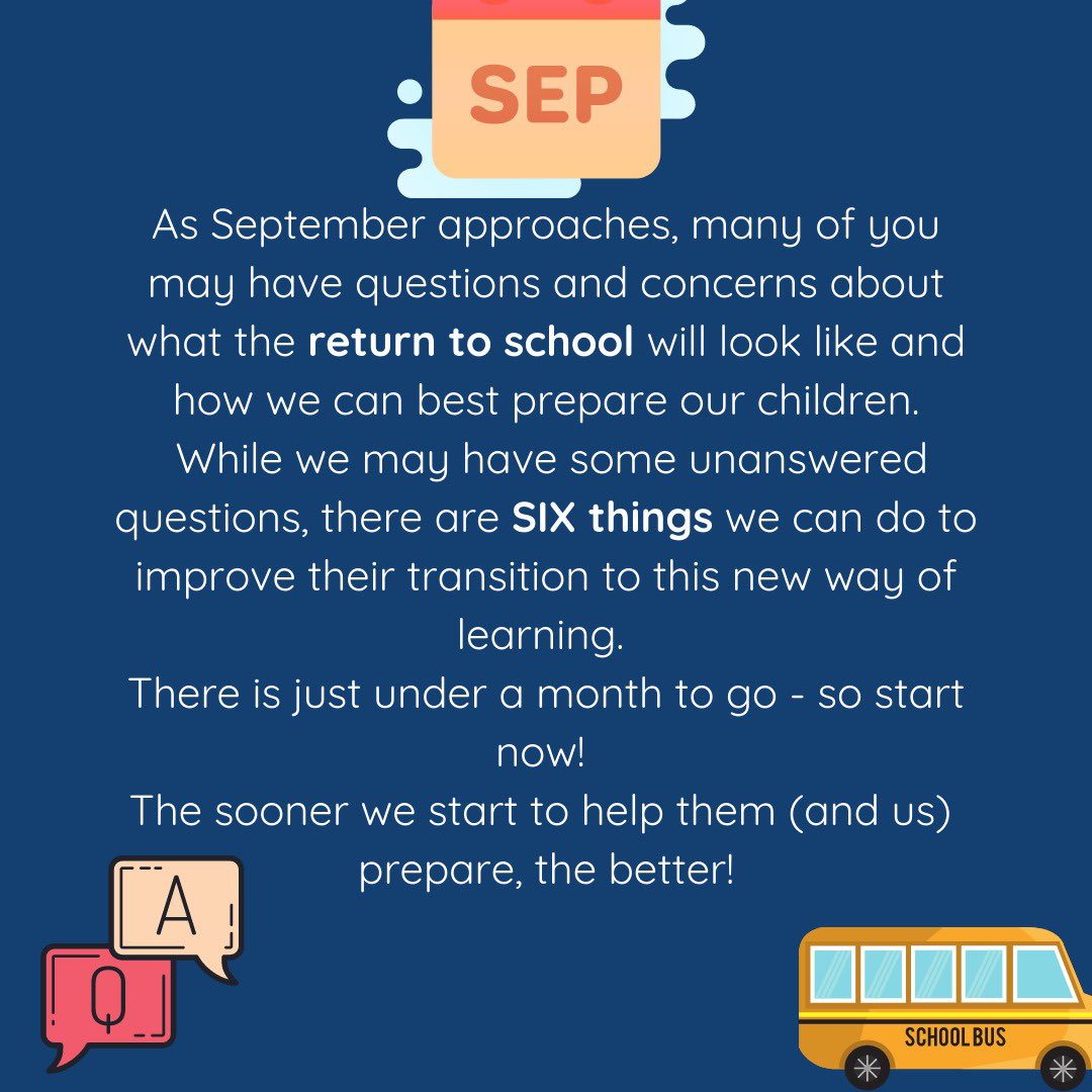 My wife (a family doc) and I put together some suggestions to help parents and kids prepare for our return to school. Please share widely and let’s help our kids get prepared for a return to school! Slides-  https://bit.ly/31NEzIf  doc-  https://bit.ly/31GVMDi   #SafeSeptember