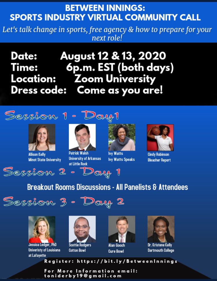 haleyford_13's tweet photo. Fun opportunity to jump back into the sports world for a hot sec this evening to support my #WLS19 sis @ToniDerby876 and sports free agents navigating the current employment landscape. Excellent conversation, resources, and support for free agents. Join tomorrow if you are free! https://t.co/Vfn44jfuzU