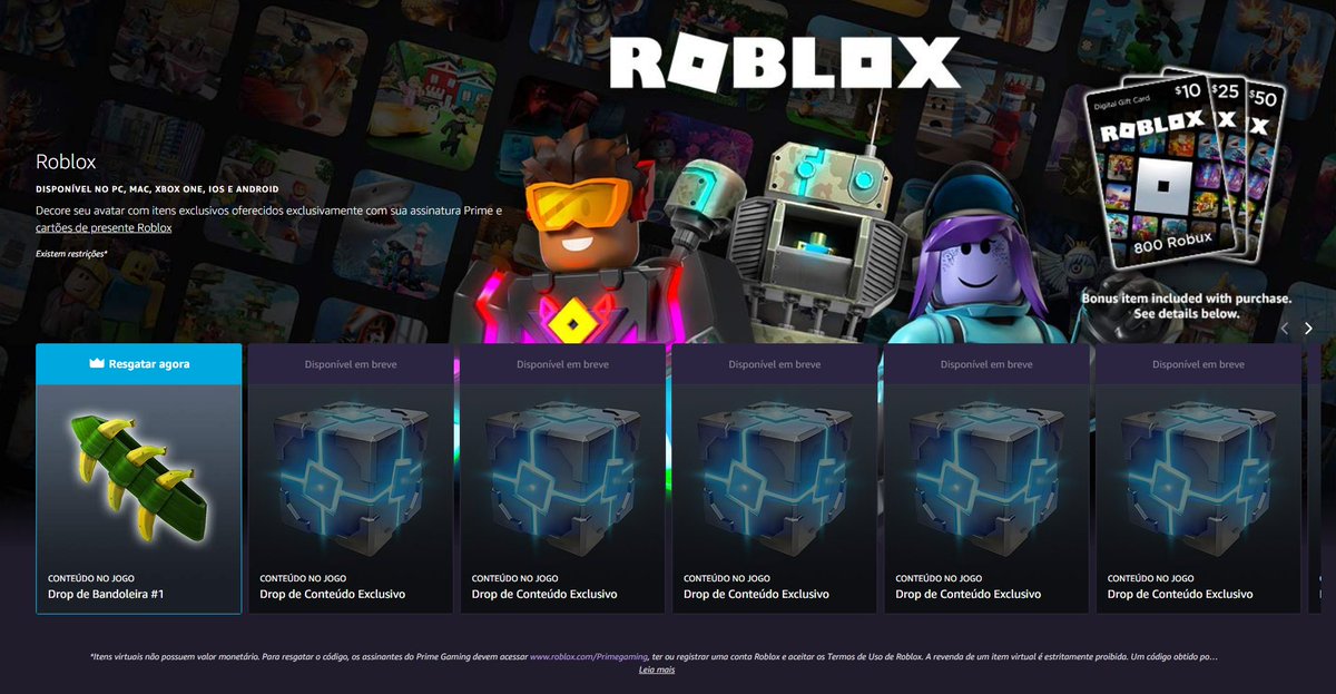 Diário do Casal Gamer on X: O roblox vai dar itens exclusivos p\ os  assinantes da  prime, então se seu pais assina aproveita.   assinantes tambem tem direito a ser inscrito