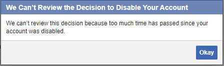 @Facebook <a href="/facebook/">Facebook</a>app I have been trying for almost 2 years now to get my disabled account back. Now I am getting this message when I try again. Please, help.