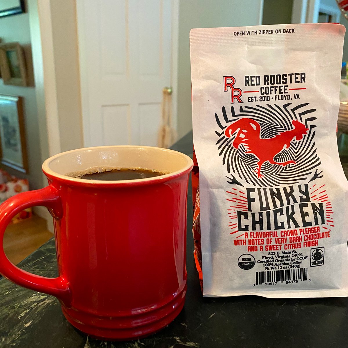 Red Rooster Coffee Funky ChickenThis one is excellent brewed hot and also wonderful as cold brew. The chocolate notes are great but don’t overpower, and it’s a really delightful cup. Could easily become my regular home brew.