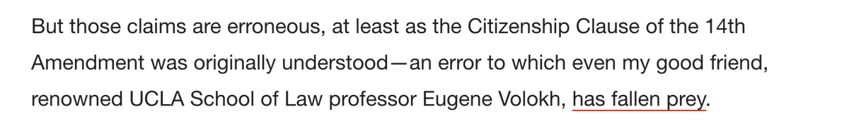 Eastman's view can be summed up as this: those who rely on a plain-language reading of the 14th Amendment are wrong, and the Supreme Court was wrong in Wong Kim Ark. You might think that any such argument is on an incredibly weak footing - and, well, you'd be right.