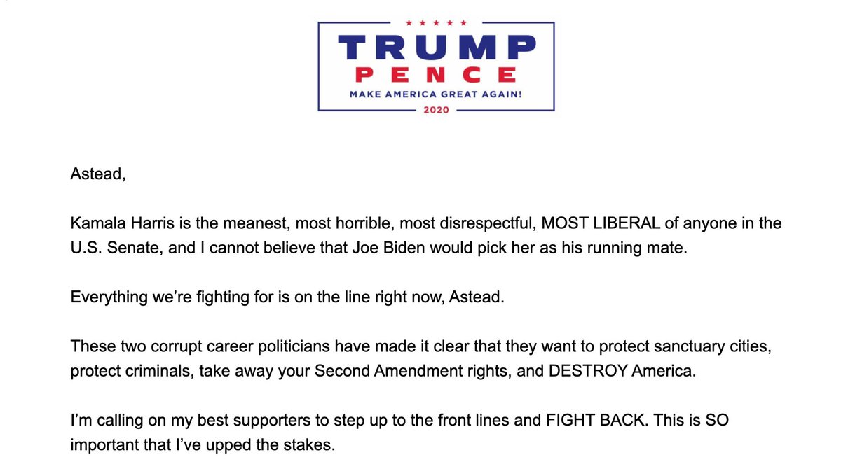 Steadman On Twitter Latest Trump Email On Kamala Harris