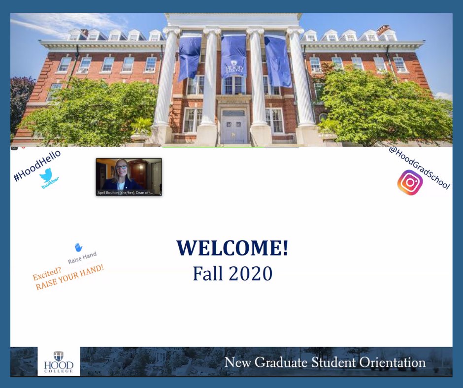 hoodgradschool's tweet photo. A special #HoodHello to all the wonderful new #HoodGradSchool students who attended our first completely virtual graduate student orientation this evening!
#MBA #MIS #MA #MFA #DOL #DBA #certificate #graduate #professionaldevelopment #orientation https://t.co/GuLbfRC9PH
